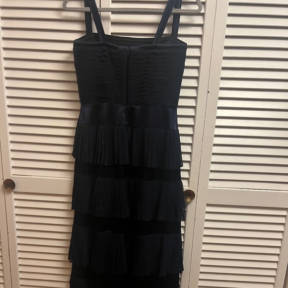 Silk formal navy tiered evening gown - Picture 6 of 8